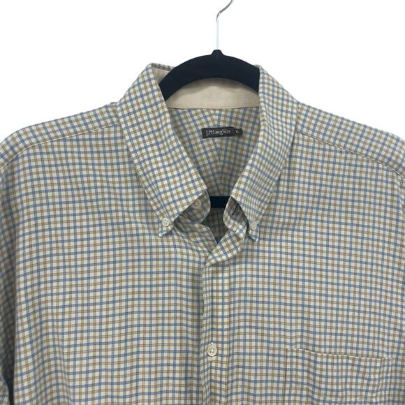 J. McLaughlin Cream Tan Blue Plaid Long Sleeve Button Down Mens XL - Picture 3 of 6